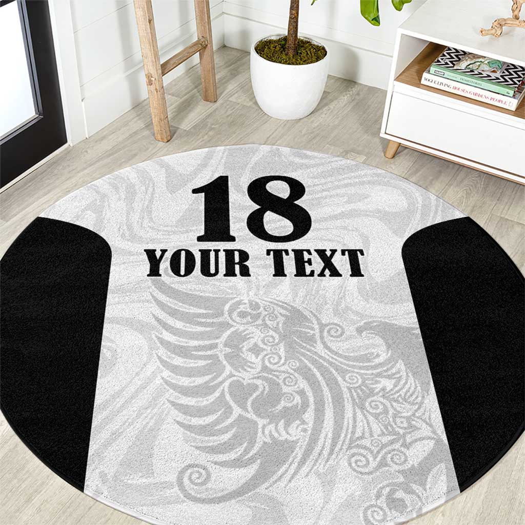 Custom Albania Football Pride Round Carpet Kuqezinjte Eagle White Version - Wonder Print Shop