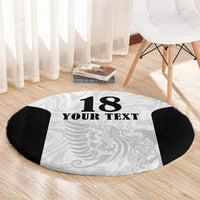 Custom Albania Football Pride Round Carpet Kuqezinjte Eagle White Version - Wonder Print Shop