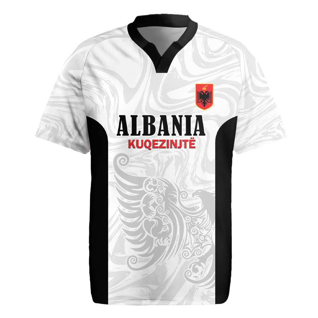 Custom Albania Football Pride Rugby Jersey Kuqezinjte Eagle White Version - Wonder Print Shop