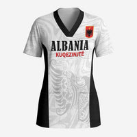 Custom Albania Football Pride Scrub Top Kuqezinjte Eagle White Version - Wonder Print Shop