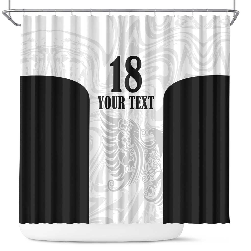 Custom Albania Football Pride Shower Curtain Kuqezinjte Eagle White Version - Wonder Print Shop