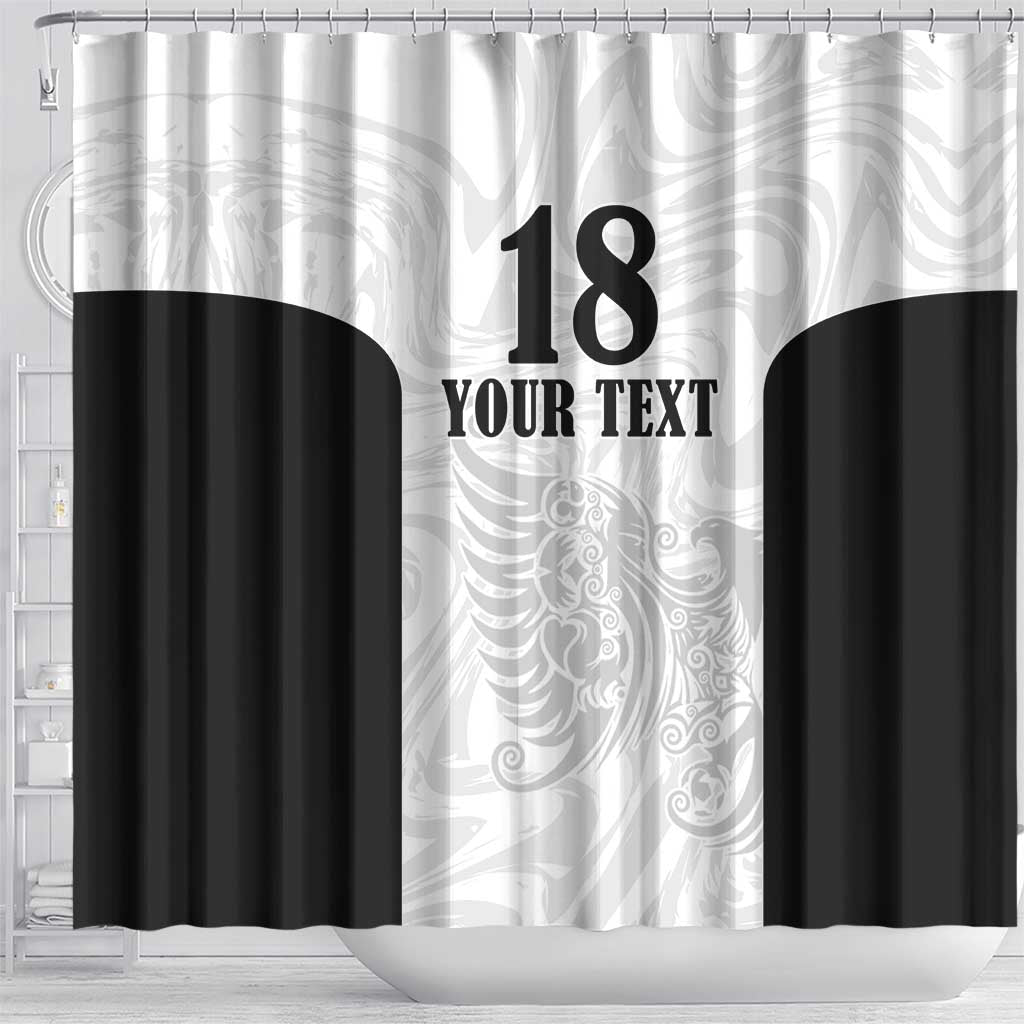 Custom Albania Football Pride Shower Curtain Kuqezinjte Eagle White Version - Wonder Print Shop