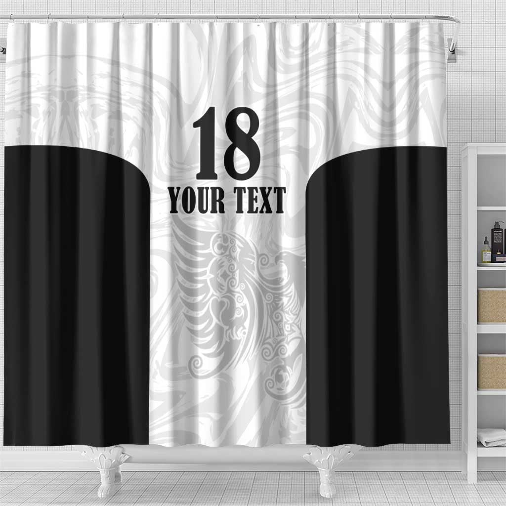 Custom Albania Football Pride Shower Curtain Kuqezinjte Eagle White Version - Wonder Print Shop