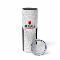 Custom Albania Football Pride Skinny Tumbler Kuqezinjte Eagle White Version - Wonder Print Shop