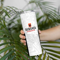 Custom Albania Football Pride Skinny Tumbler Kuqezinjte Eagle White Version - Wonder Print Shop