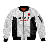 Custom Albania Football Pride Sleeve Zip Bomber Jacket Kuqezinjte Eagle White Version - Wonder Print Shop