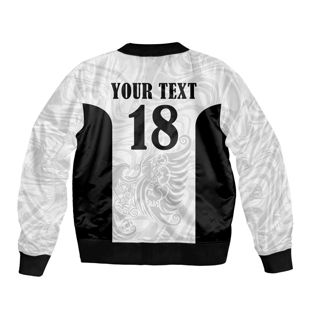 Custom Albania Football Pride Sleeve Zip Bomber Jacket Kuqezinjte Eagle White Version - Wonder Print Shop