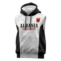 Custom Albania Football Pride Sleeveless Hoodie Kuqezinjte Eagle White Version - Wonder Print Shop