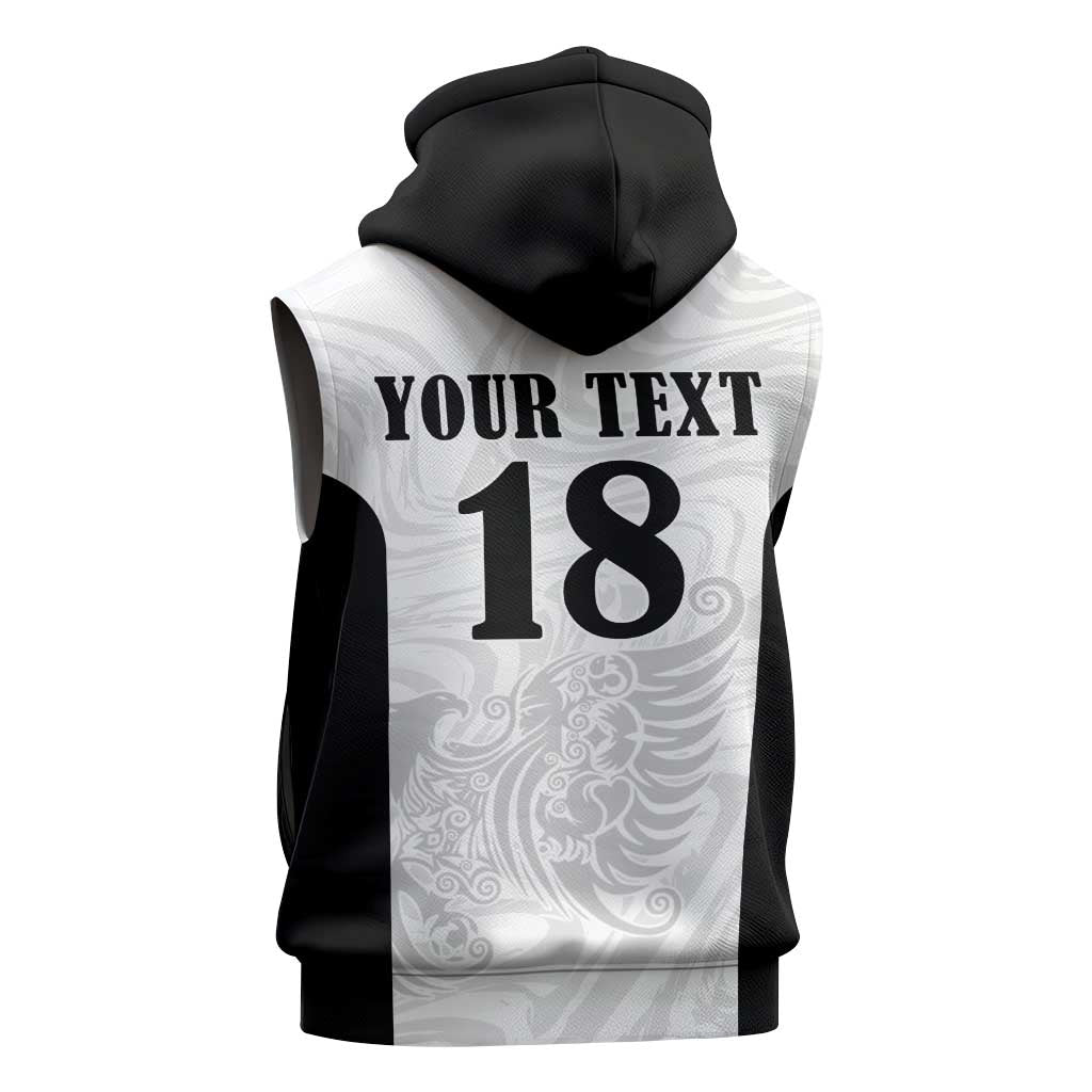 Custom Albania Football Pride Sleeveless Hoodie Kuqezinjte Eagle White Version - Wonder Print Shop