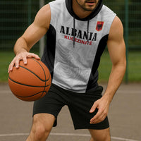 Custom Albania Football Pride Sleeveless Hoodie Kuqezinjte Eagle White Version - Wonder Print Shop