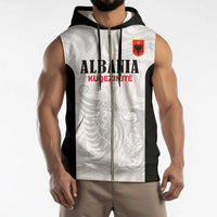 Custom Albania Football Pride Sleeveless Zip Hoodie Kuqezinjte Eagle White Version - Wonder Print Shop