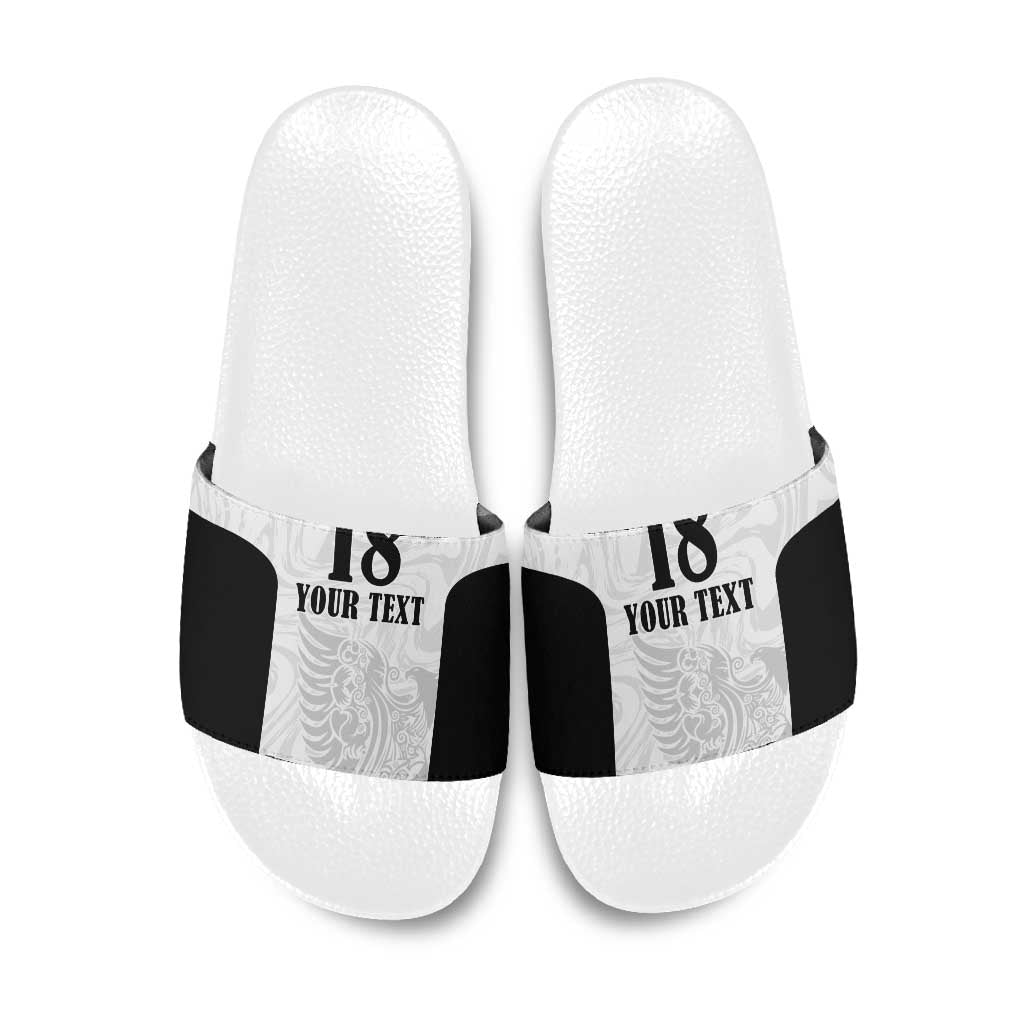 Custom Albania Football Pride Slide Sandals Kuqezinjte Eagle White Version - Wonder Print Shop