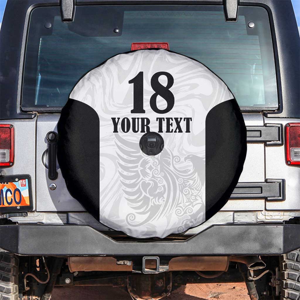 Custom Albania Football Pride Spare Tire Cover Kuqezinjte Eagle White Version - Wonder Print Shop