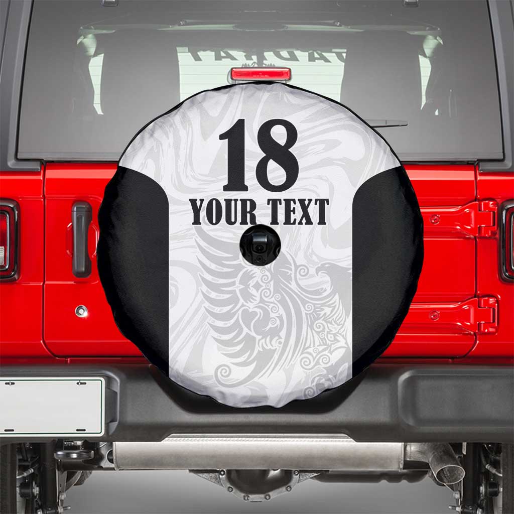 Custom Albania Football Pride Spare Tire Cover Kuqezinjte Eagle White Version - Wonder Print Shop