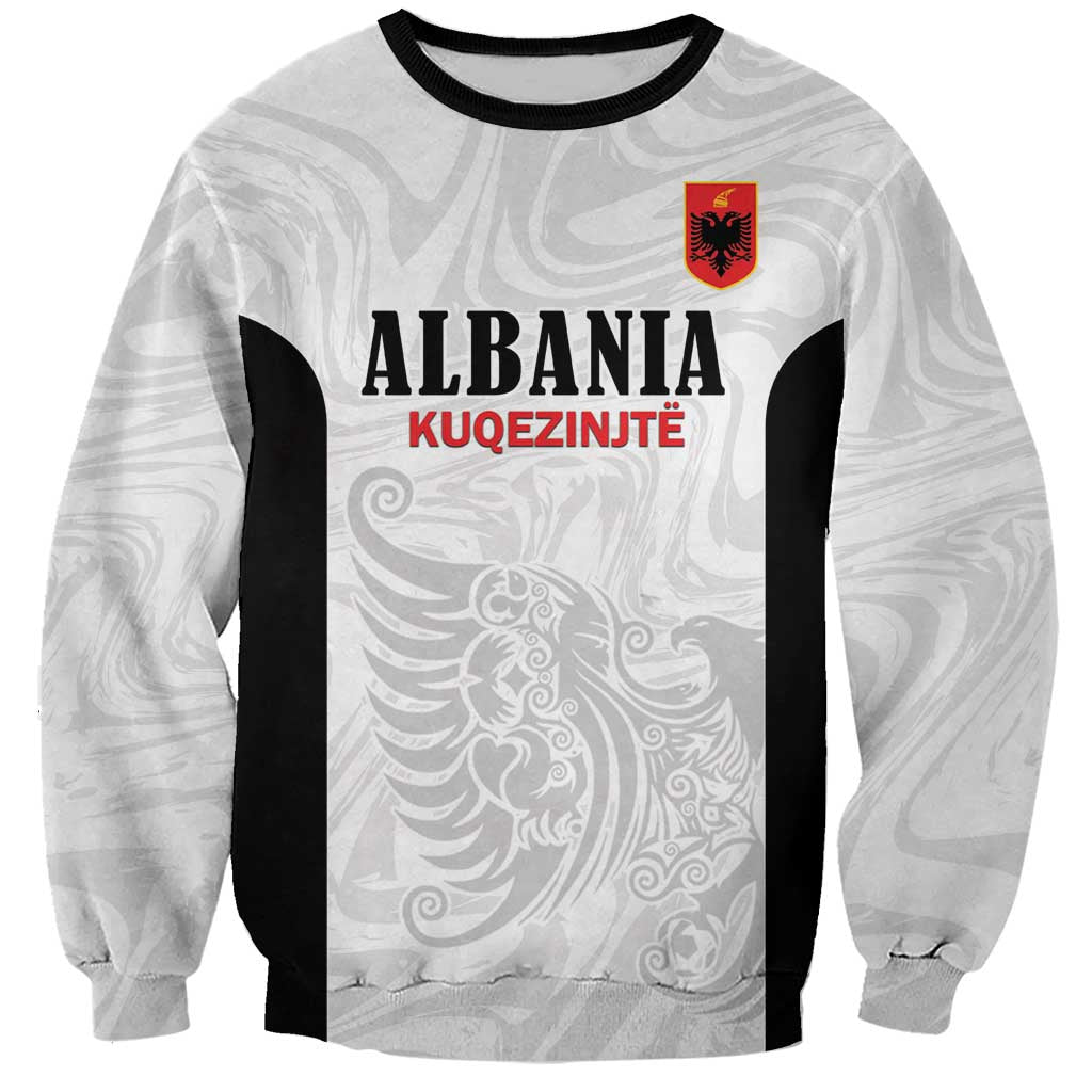 Custom Albania Football Pride Sweatshirt Kuqezinjte Eagle White Version - Wonder Print Shop