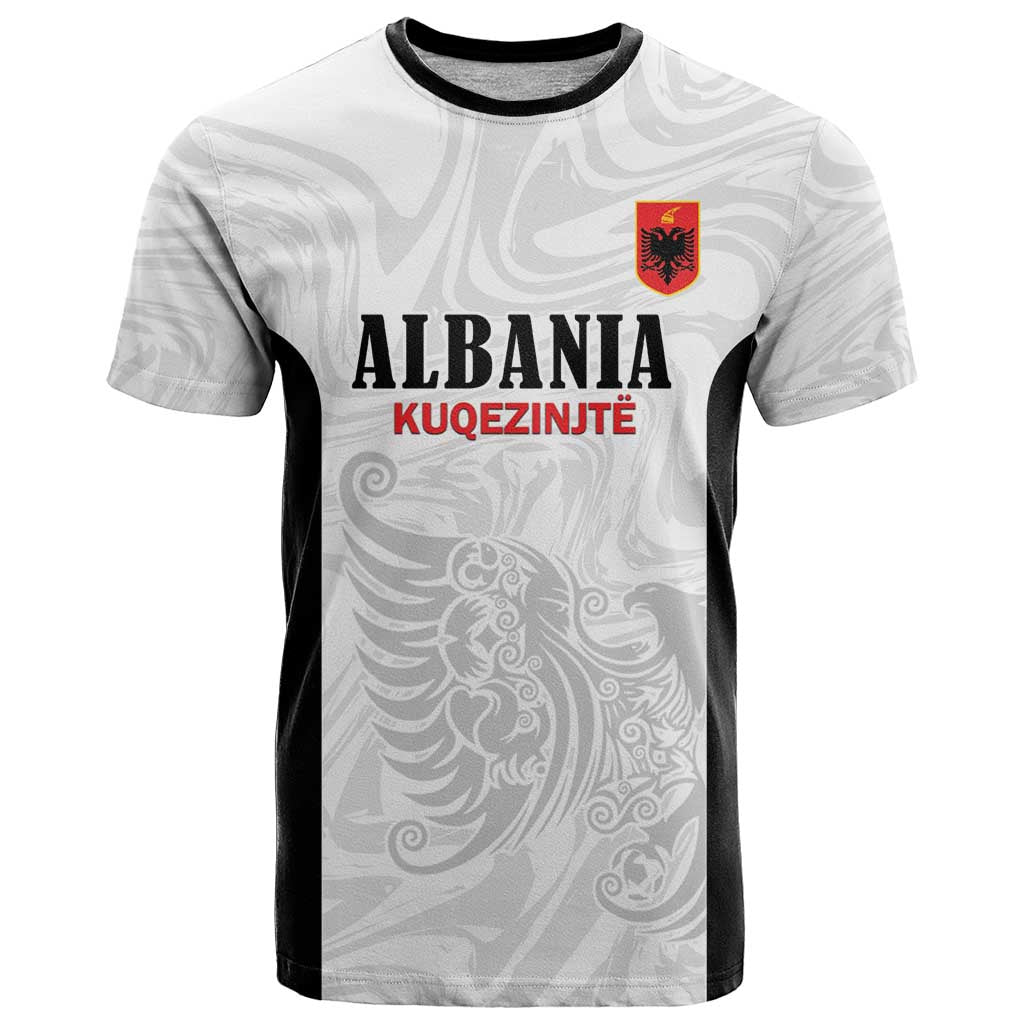 Custom Albania Football Pride T Shirt Kuqezinjte Eagle White Version - Wonder Print Shop