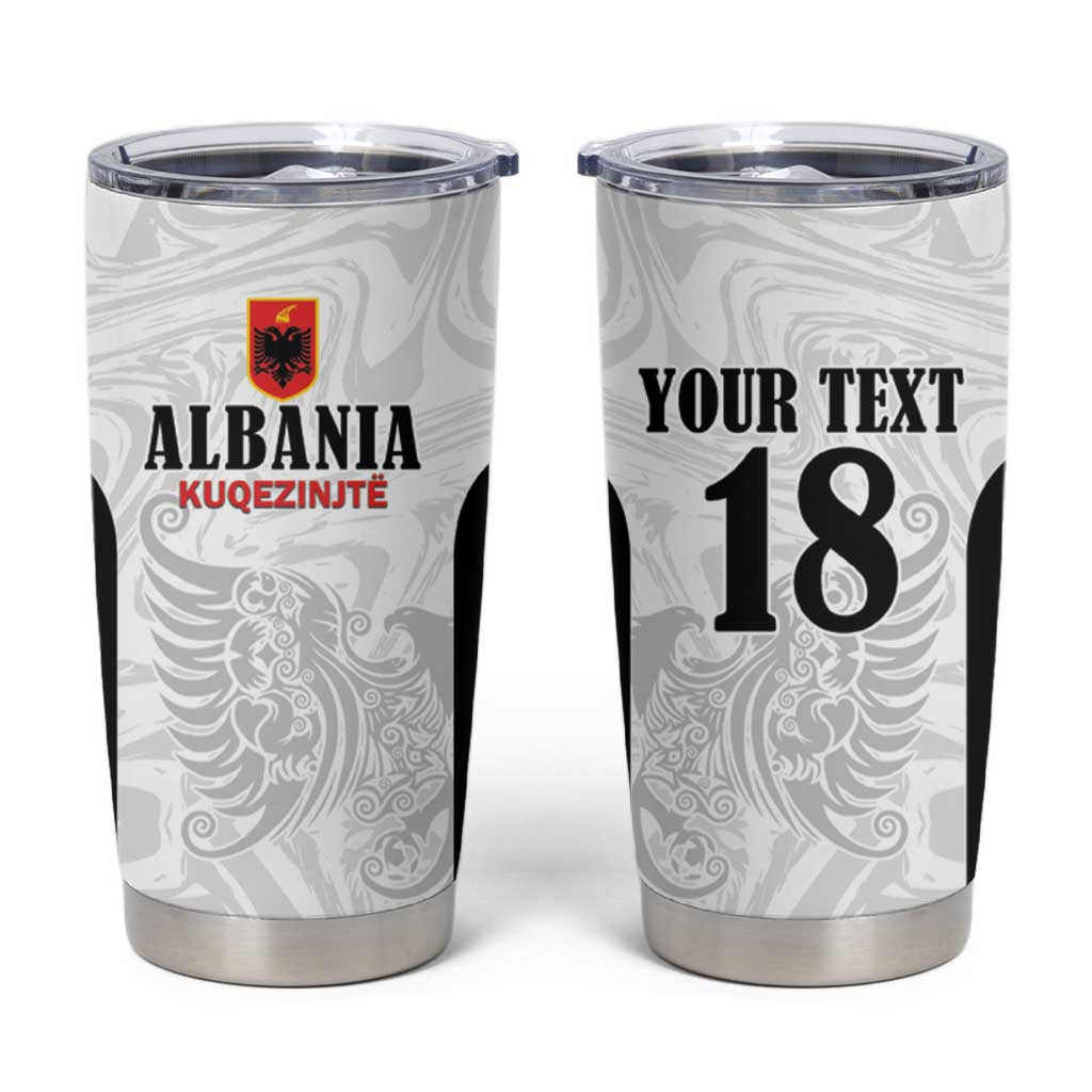 Custom Albania Football Pride Tumbler Cup Kuqezinjte Eagle White Version - Wonder Print Shop