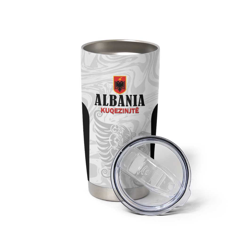 Custom Albania Football Pride Tumbler Cup Kuqezinjte Eagle White Version - Wonder Print Shop