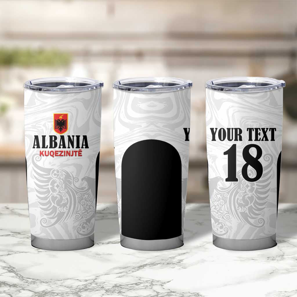 Custom Albania Football Pride Tumbler Cup Kuqezinjte Eagle White Version - Wonder Print Shop