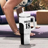 Custom Albania Football Pride Tumbler With Handle Kuqezinjte Eagle White Version - Wonder Print Shop