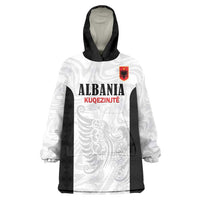 Custom Albania Football Pride Wearable Blanket Hoodie Kuqezinjte Eagle White Version - Wonder Print Shop
