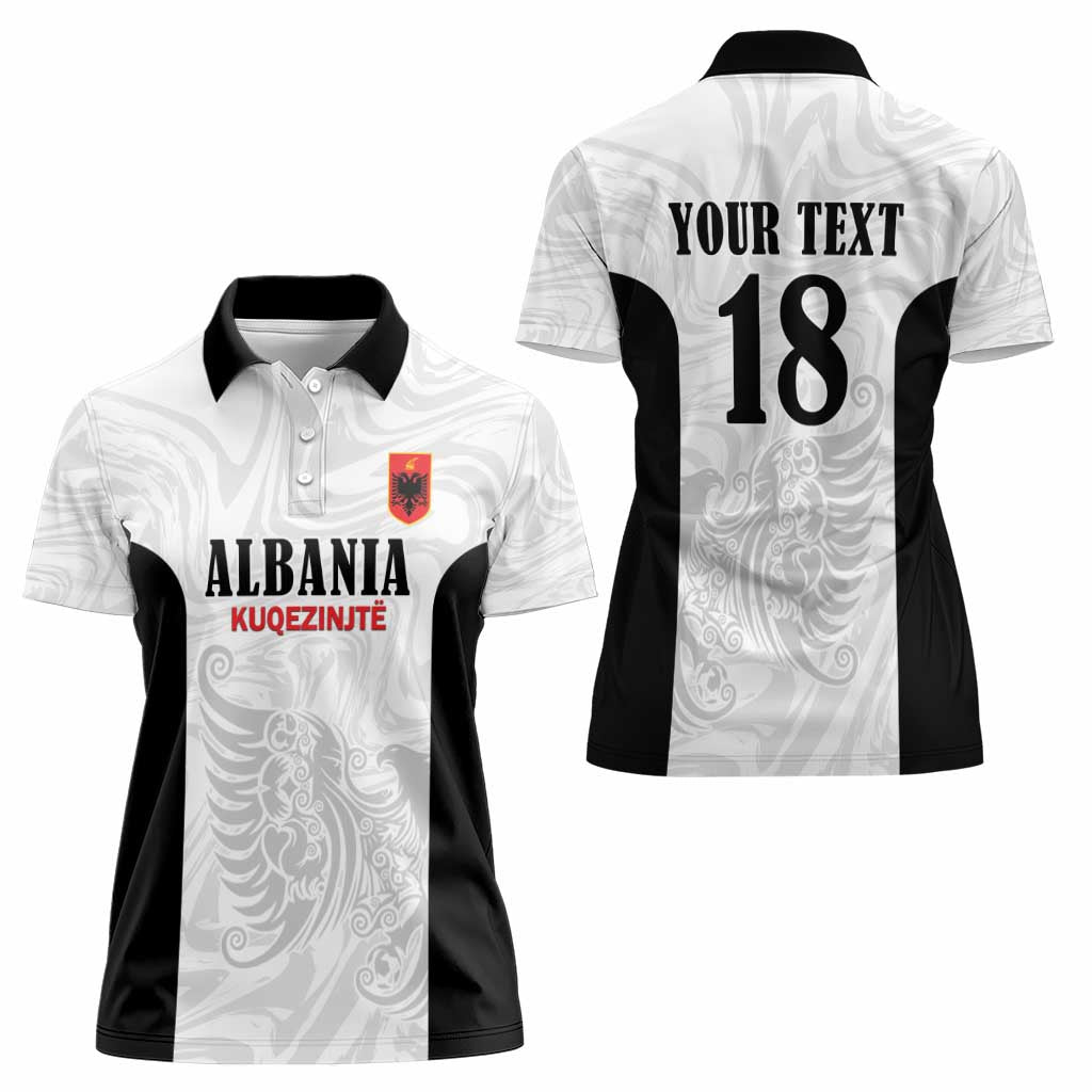 Custom Albania Football Pride Women Polo Shirt Kuqezinjte Eagle White Version - Wonder Print Shop