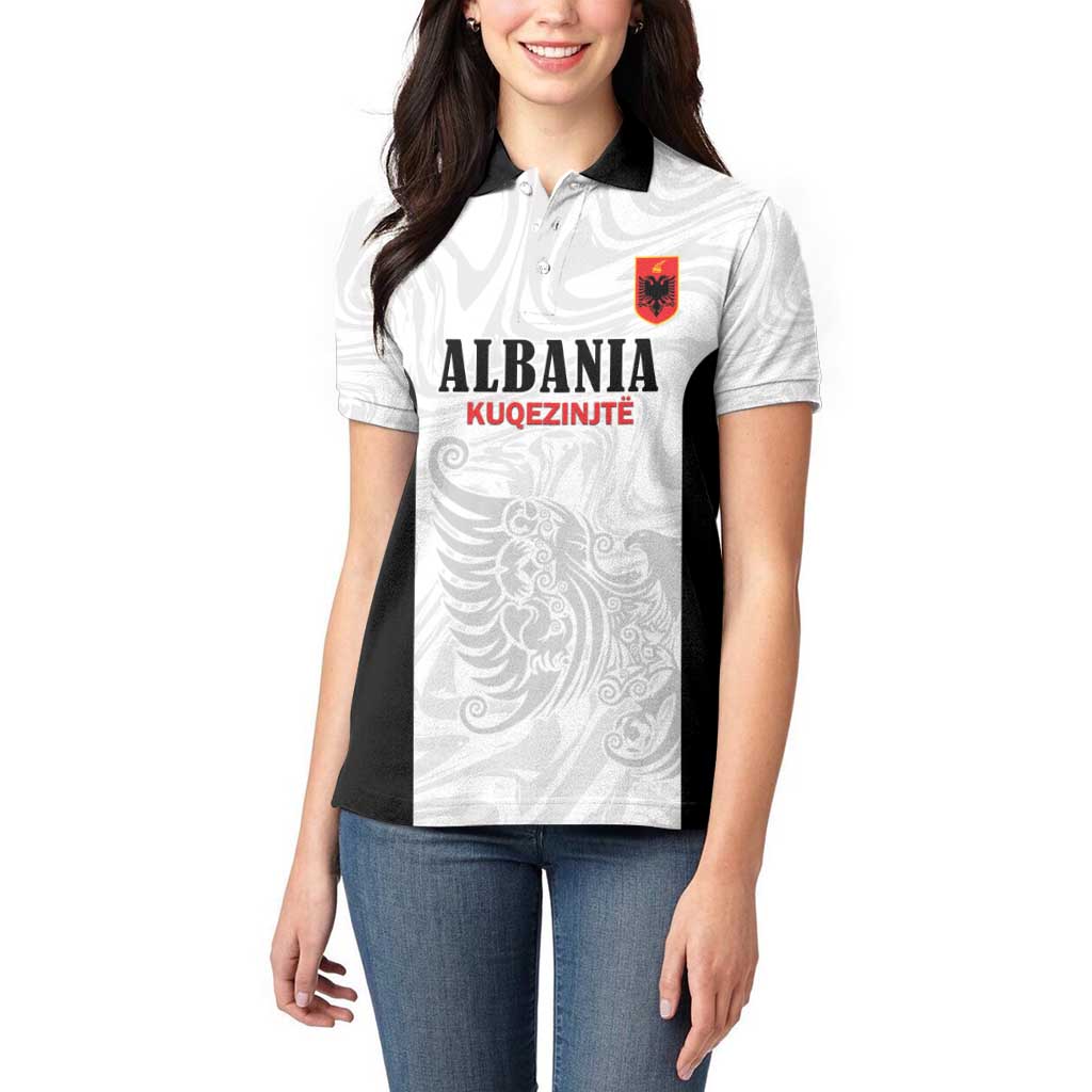 Custom Albania Football Pride Women Polo Shirt Kuqezinjte Eagle White Version - Wonder Print Shop