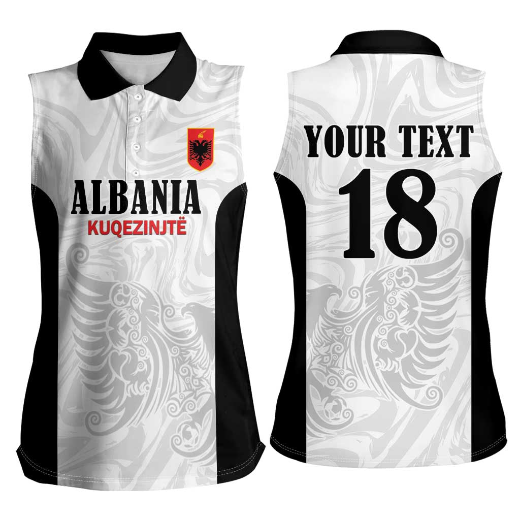 Custom Albania Football Pride Women Sleeveless Polo Shirt Kuqezinjte Eagle White Version - Wonder Print Shop