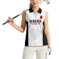 Custom Albania Football Pride Women Sleeveless Polo Shirt Kuqezinjte Eagle White Version - Wonder Print Shop