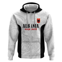 Custom Albania Football Pride Zip Hoodie Kuqezinjte Eagle White Version - Wonder Print Shop