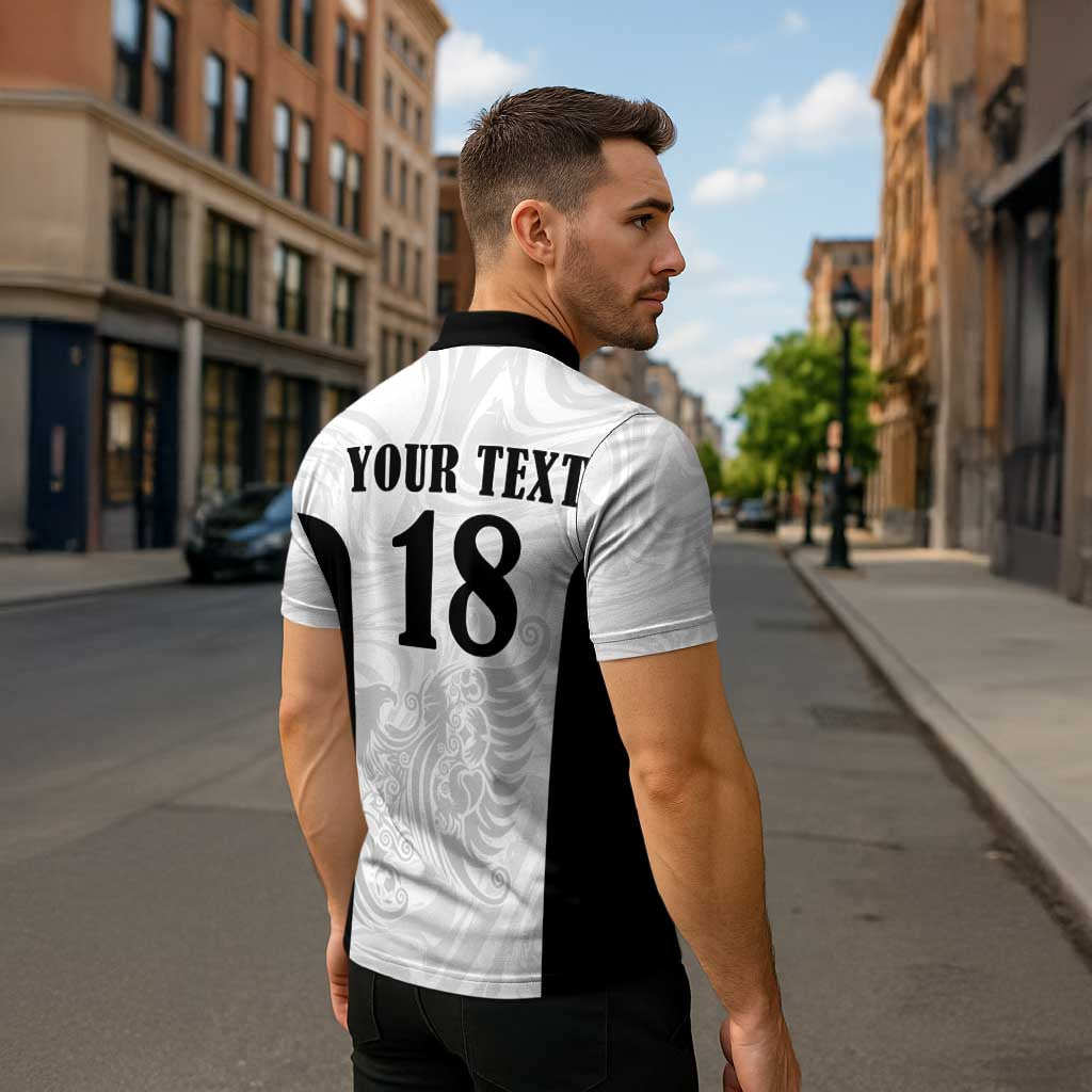 Custom Albania Football Pride Zipper Polo Shirt Kuqezinjte Eagle White Version - Wonder Print Shop