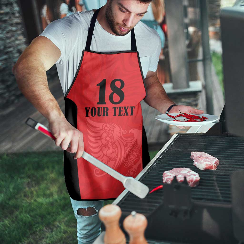 Custom Albania Football Pride Apron Kuqezinjte Eagle Red Version - Wonder Print Shop