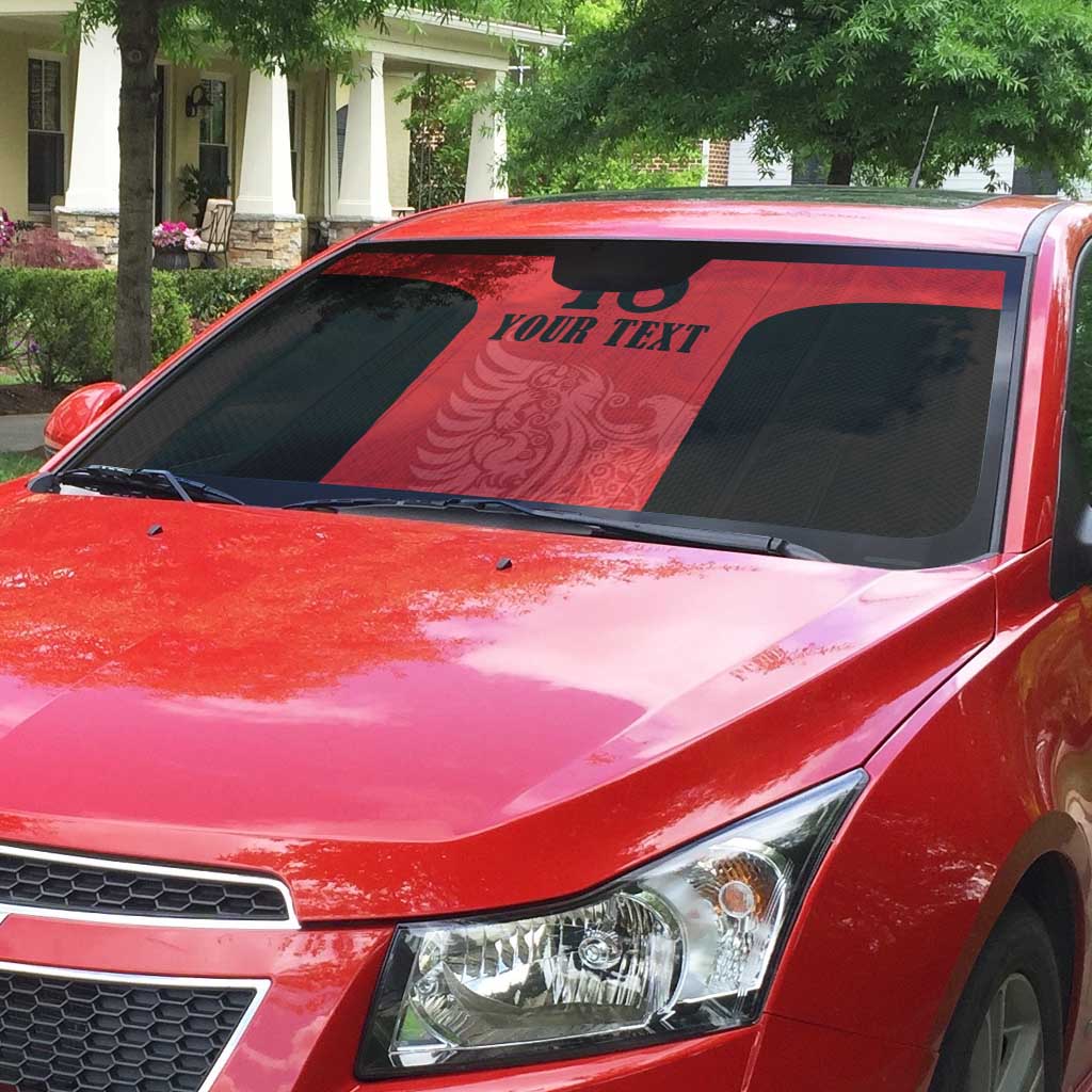 Custom Albania Football Pride Auto Sun Shade Kuqezinjte Eagle Red Version - Wonder Print Shop