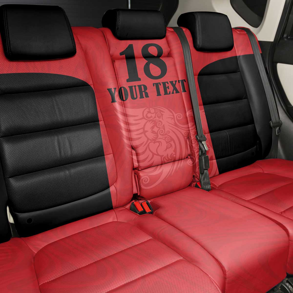 Custom Albania Football Pride Back Car Seat Cover Kuqezinjte Eagle Red Version - Wonder Print Shop