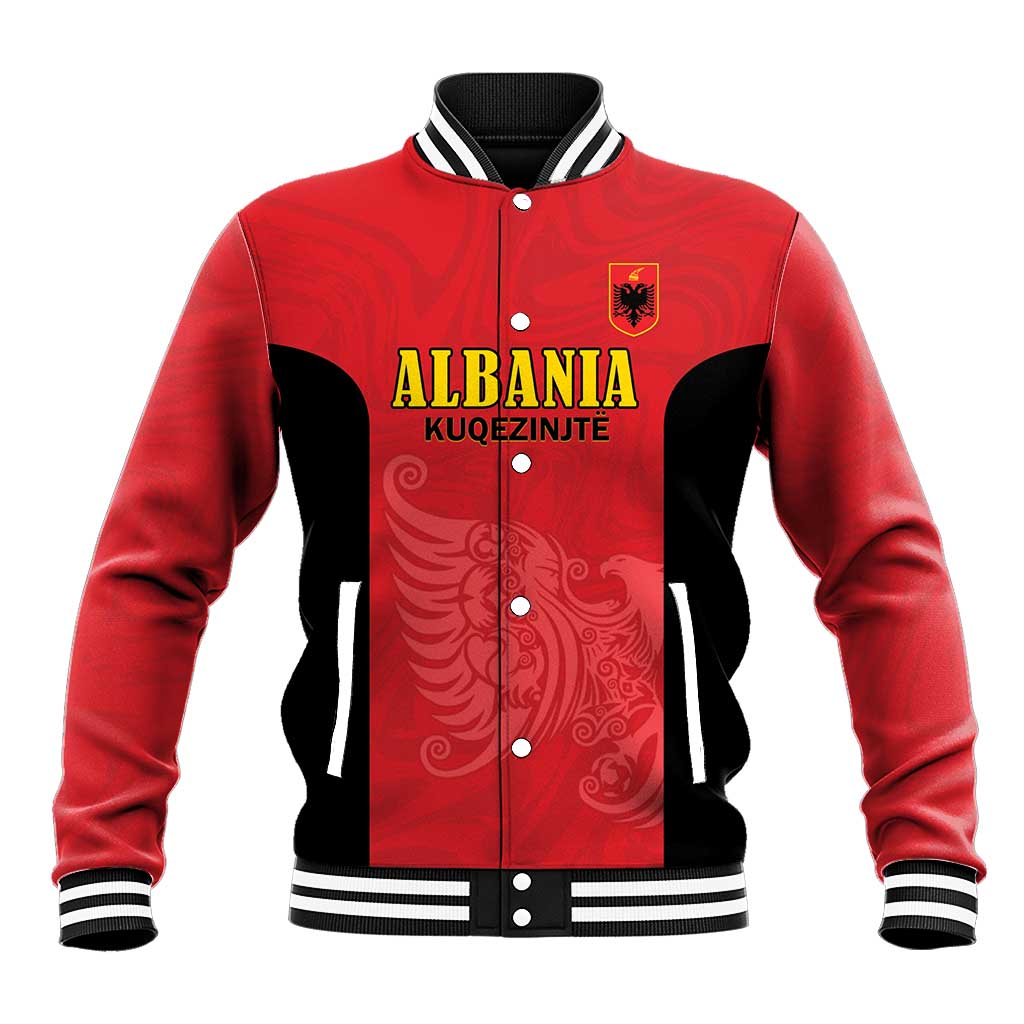 Custom Albania Football Pride Baseball Jacket Kuqezinjte Eagle Red Version - Wonder Print Shop