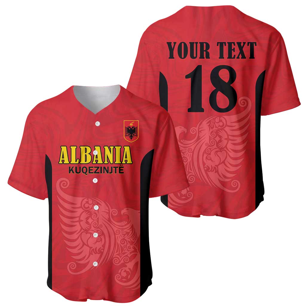 Custom Albania Football Pride Baseball Jersey Kuqezinjte Eagle Red Version - Wonder Print Shop