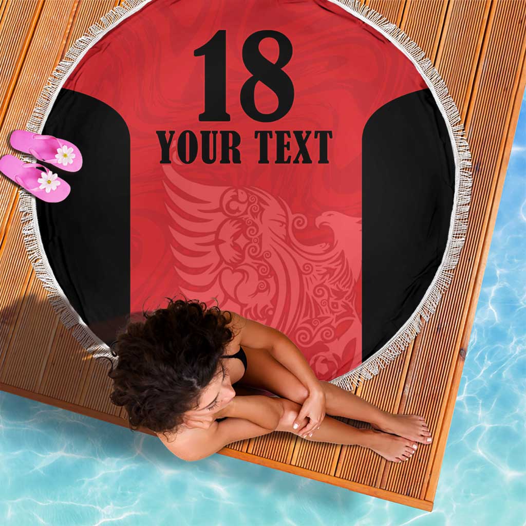 Custom Albania Football Pride Beach Blanket Kuqezinjte Eagle Red Version - Wonder Print Shop