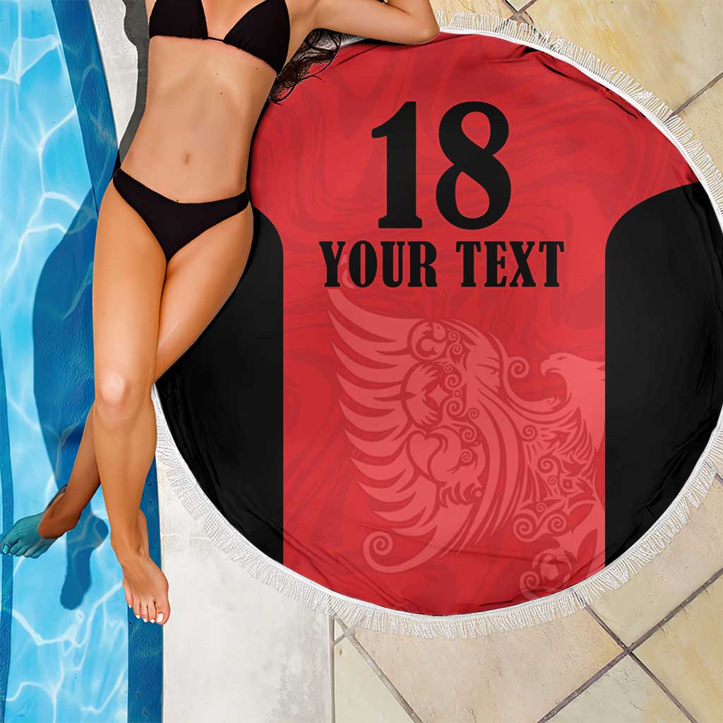 Custom Albania Football Pride Beach Blanket Kuqezinjte Eagle Red Version - Wonder Print Shop