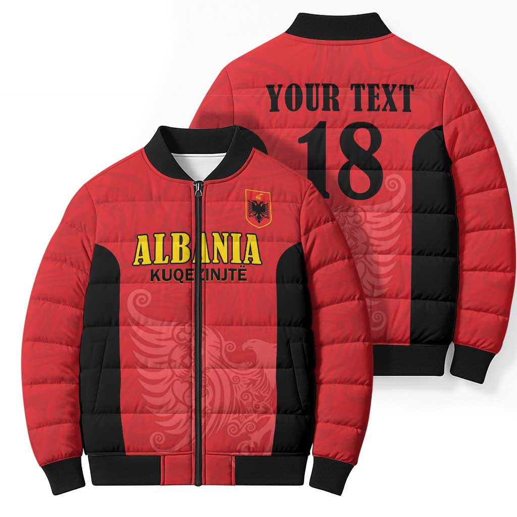 Custom Albania Football Pride Bomber Puffer Jacket Kuqezinjte Eagle Red Version - Wonder Print Shop