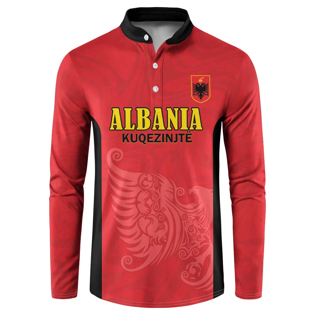 Custom Albania Football Pride Button Sweatshirt Kuqezinjte Eagle Red Version - Wonder Print Shop