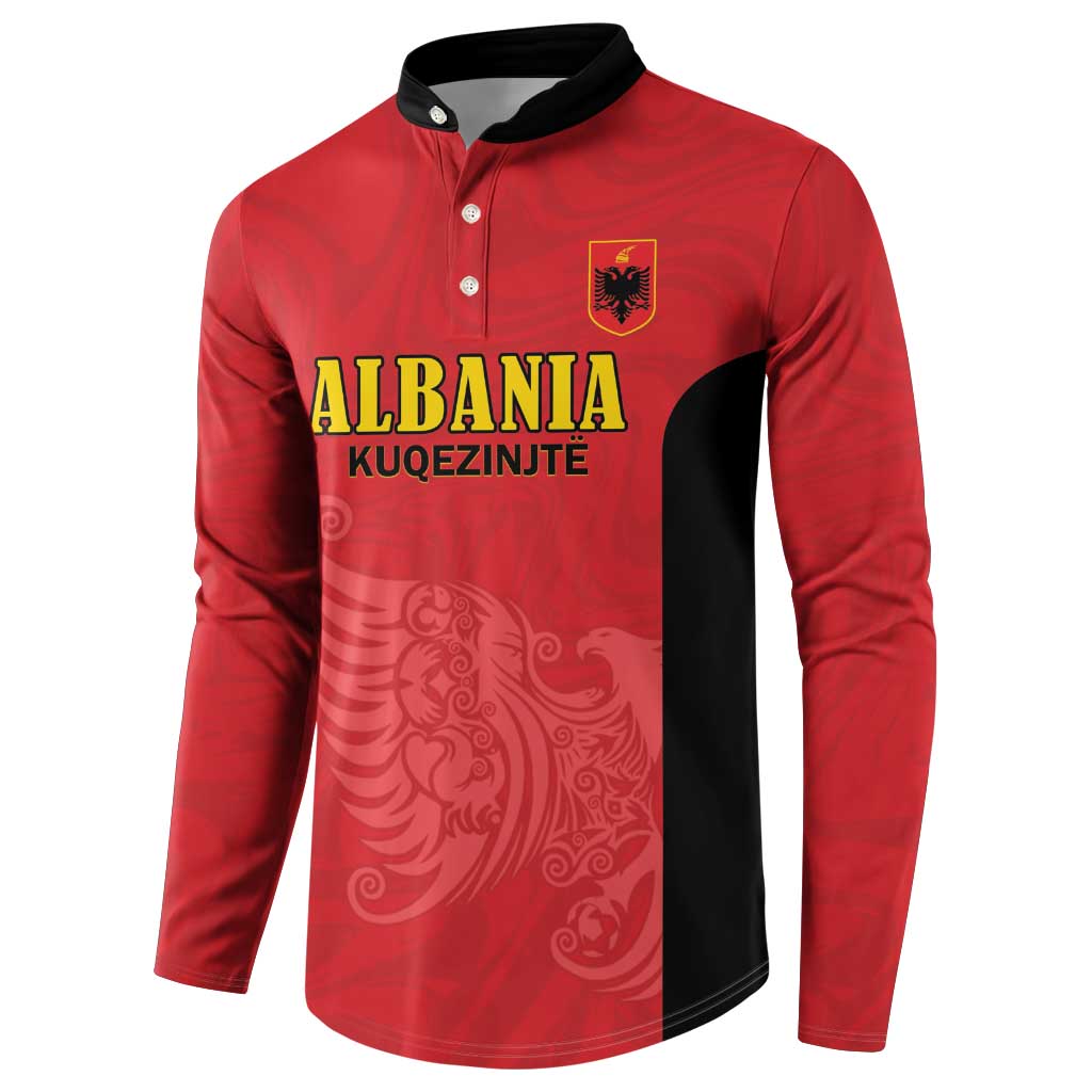 Custom Albania Football Pride Button Sweatshirt Kuqezinjte Eagle Red Version - Wonder Print Shop