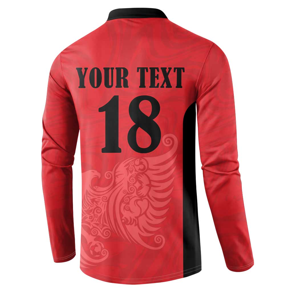 Custom Albania Football Pride Button Sweatshirt Kuqezinjte Eagle Red Version - Wonder Print Shop