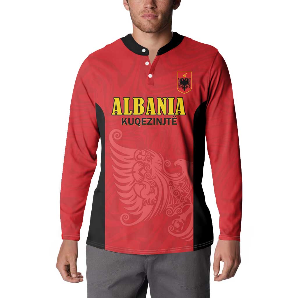 Custom Albania Football Pride Button Sweatshirt Kuqezinjte Eagle Red Version - Wonder Print Shop