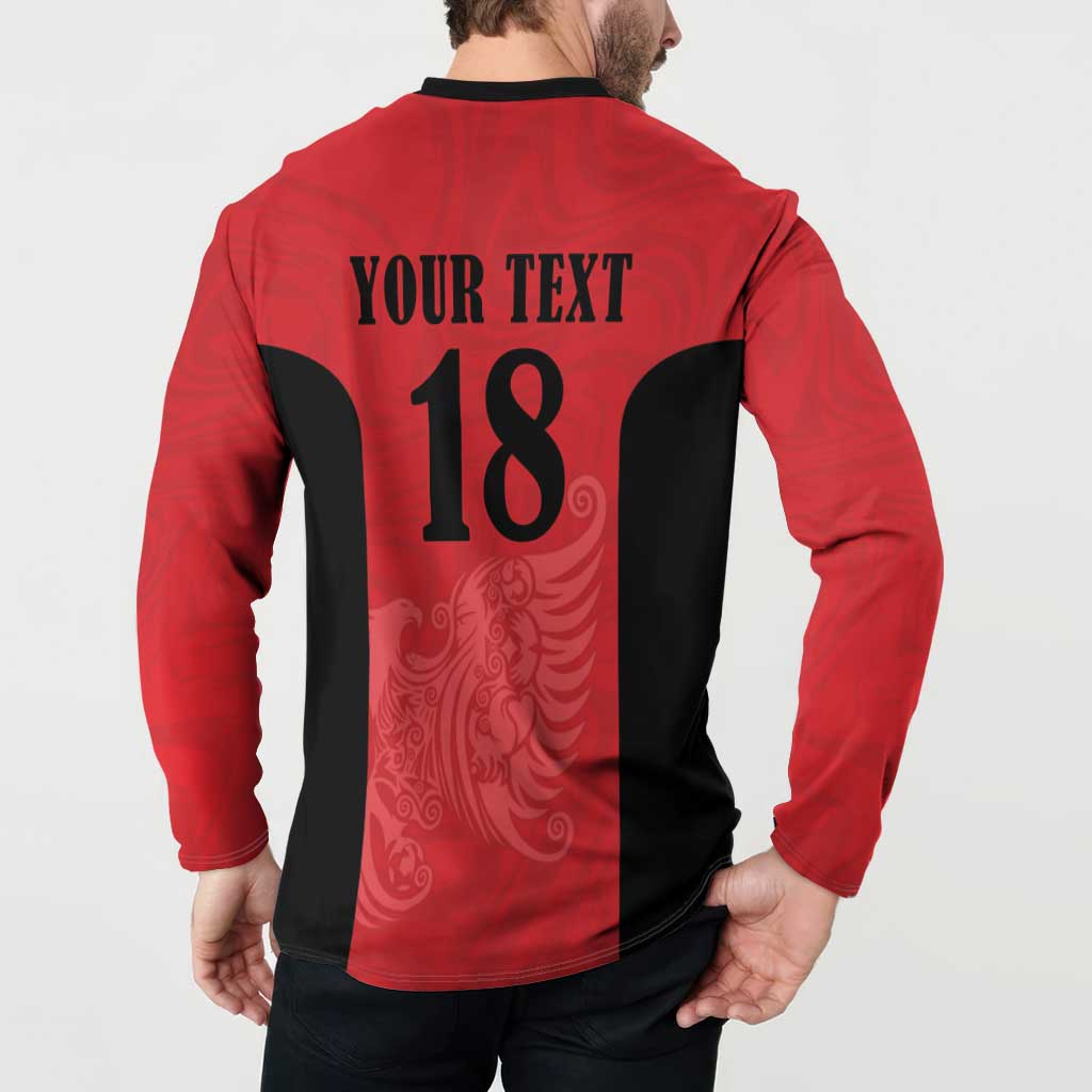 Custom Albania Football Pride Button Sweatshirt Kuqezinjte Eagle Red Version - Wonder Print Shop