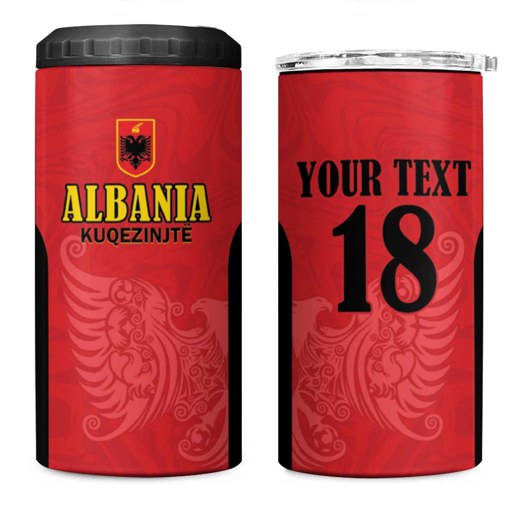 Custom Albania Football Pride 4 in 1 Can Cooler Tumbler Kuqezinjte Eagle Red Version - Wonder Print Shop