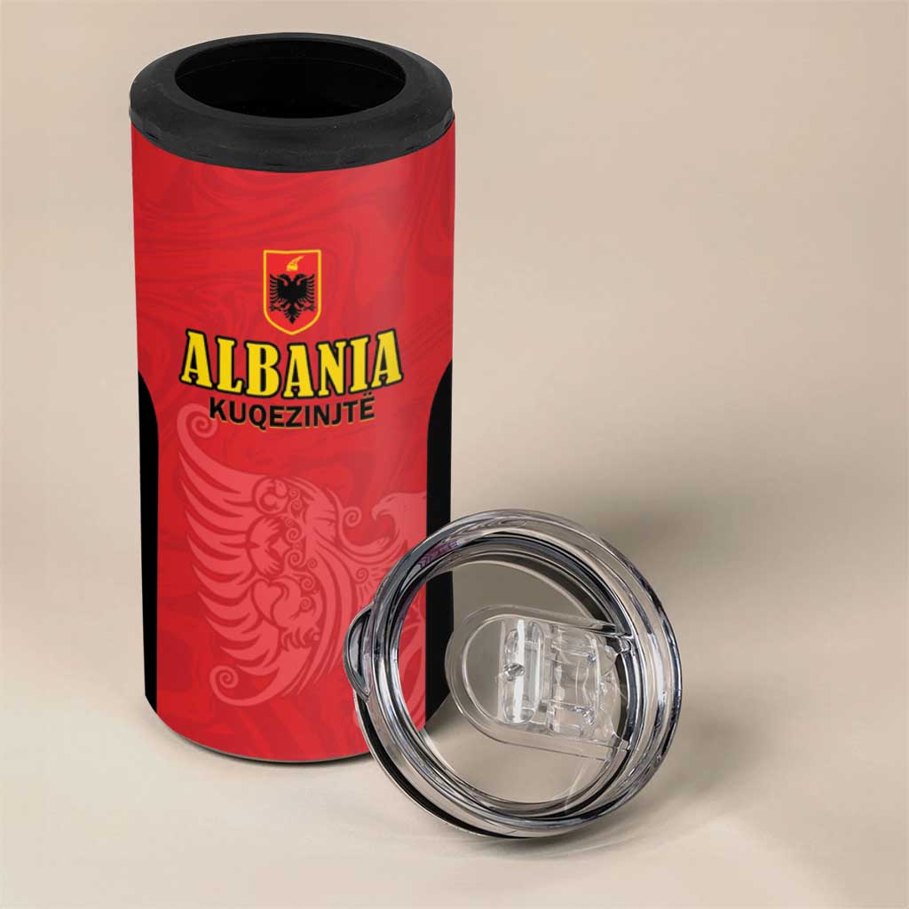 Custom Albania Football Pride 4 in 1 Can Cooler Tumbler Kuqezinjte Eagle Red Version - Wonder Print Shop
