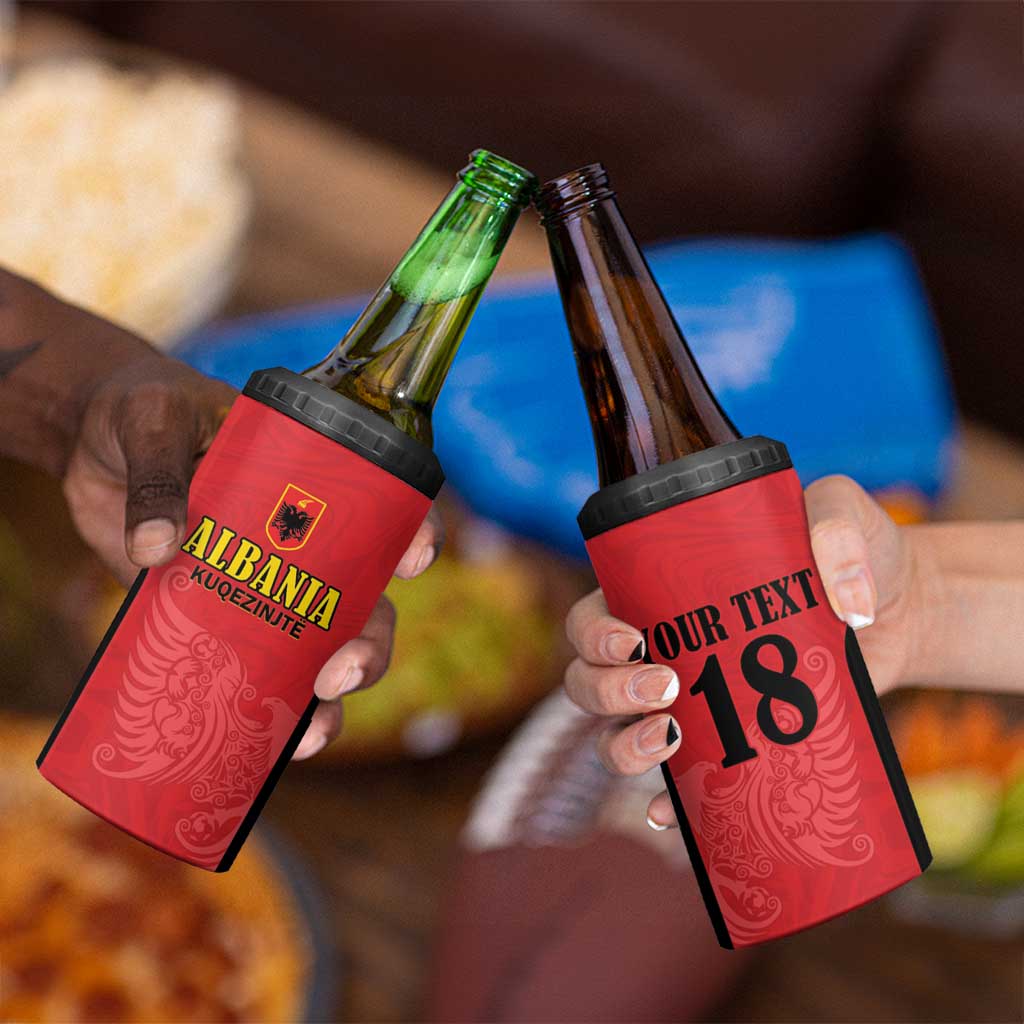 Custom Albania Football Pride 4 in 1 Can Cooler Tumbler Kuqezinjte Eagle Red Version - Wonder Print Shop