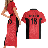 Custom Albania Football Pride Couples Matching Short Sleeve Bodycon Dress and Hawaiian Shirt Kuqezinjte Eagle Red Version - Wonder Print Shop