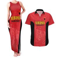 Custom Albania Football Pride Couples Matching Tank Maxi Dress and Hawaiian Shirt Kuqezinjte Eagle Red Version - Wonder Print Shop