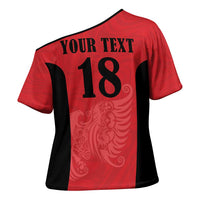 Custom Albania Football Pride Cross Shoulder Shirt Kuqezinjte Eagle Red Version - Wonder Print Shop